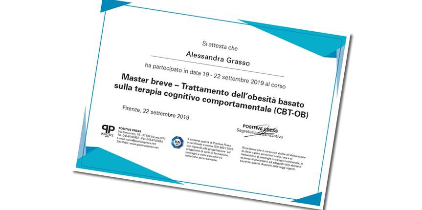 Master breve – Trattamento dell’obesità basato sulla terapia cognitivo comportamentale